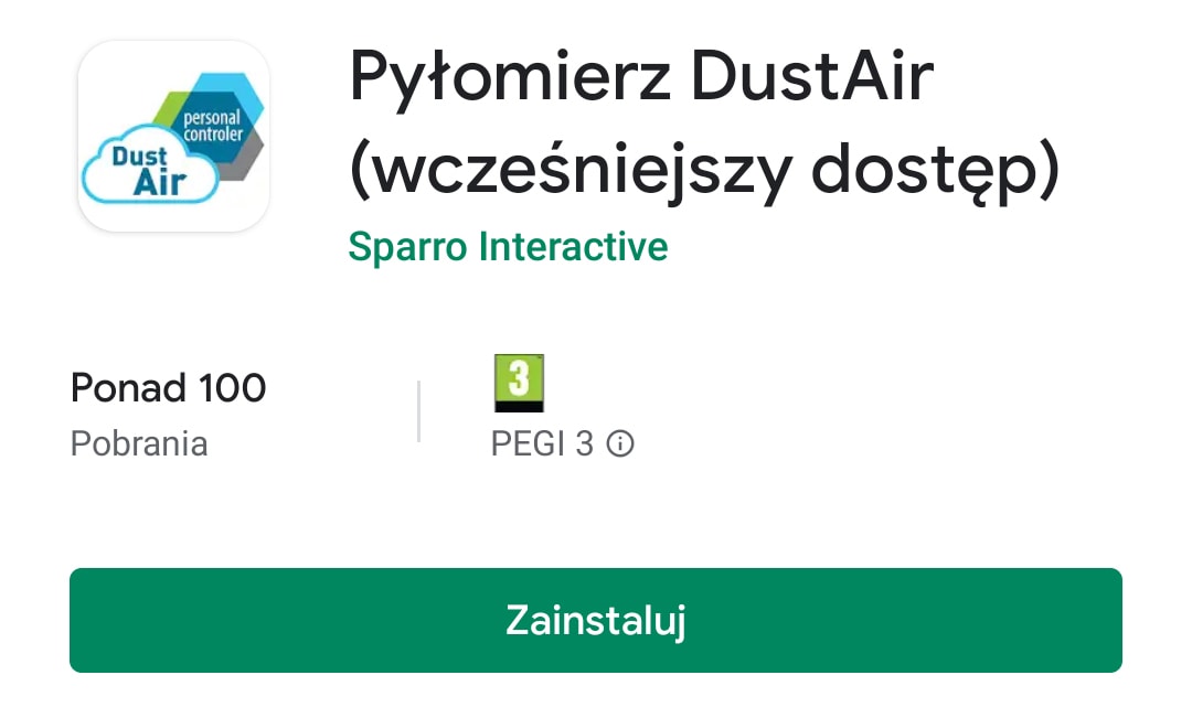 Pyłomierz DustAir aplikacja